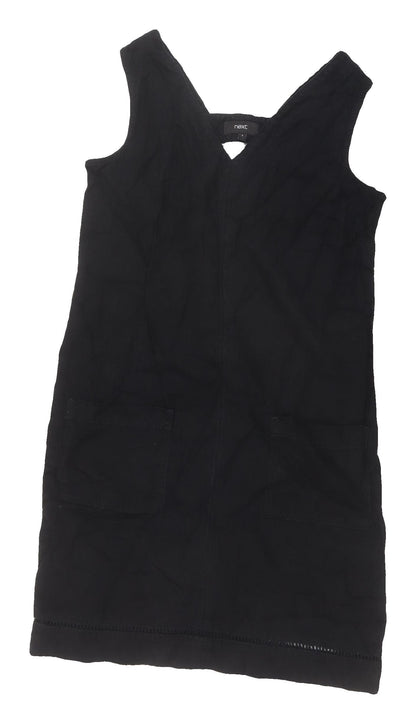 Next Women's Black Sleeveless Shift Dress V-Neck