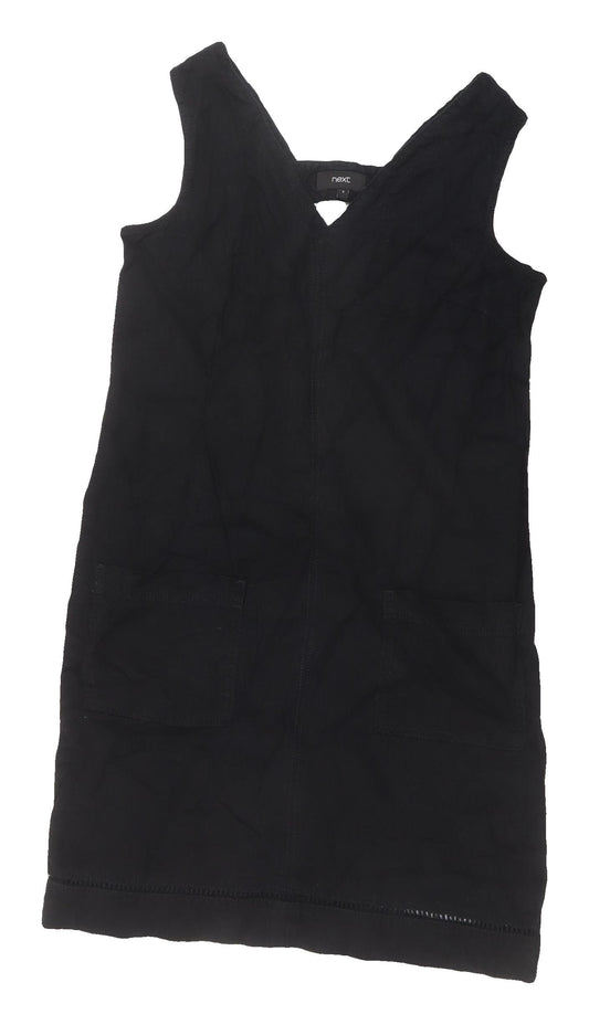 Next Women's Black Sleeveless Shift Dress V-Neck