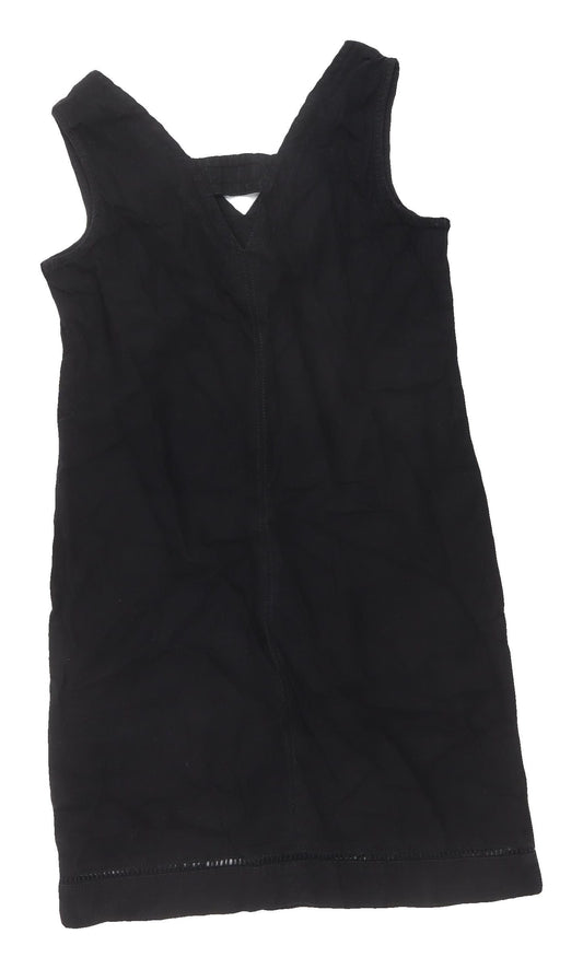Next Women's Black Sleeveless Shift Dress V-Neck