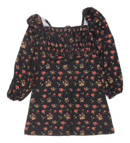 Cameo Rose Women's Black Floral Tunic Blouse, Size 8