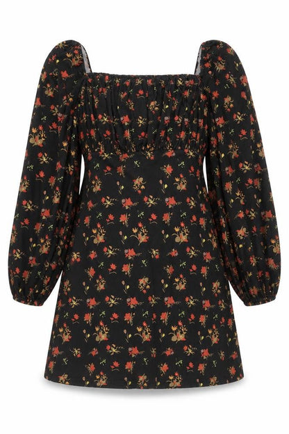Womens UK Size 8 Cameo Rose Black Tunic Blouse