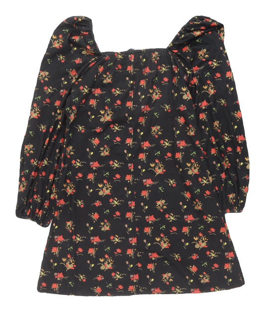 Cameo Rose Women's Black Floral Tunic Blouse, Size 8