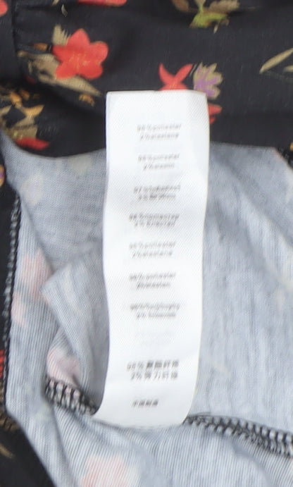 Cameo Rose Women's Black Floral Tunic Blouse, Size 8