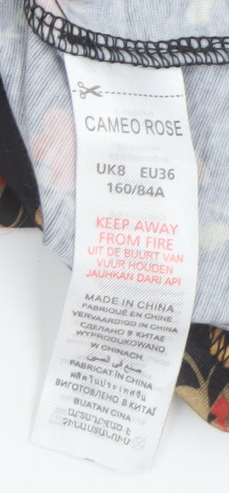 Cameo Rose Women's Black Floral Tunic Blouse, Size 8