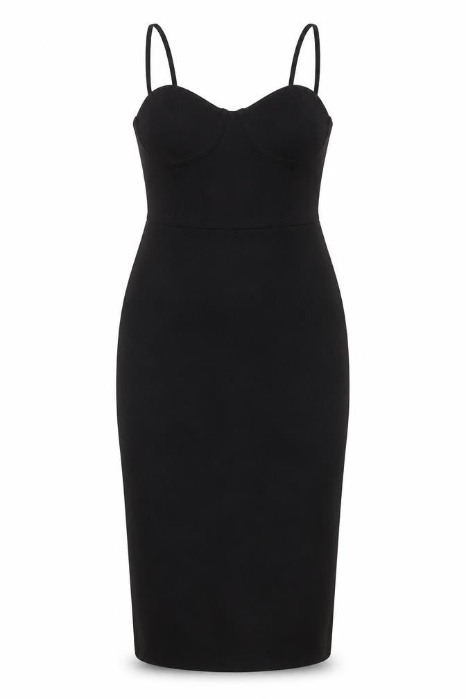H&M Women's Black Midi Bodycon Dress, Size S