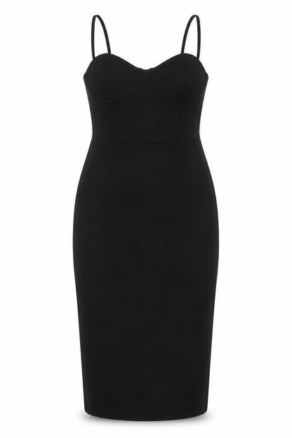 H&M Women's Black Midi Bodycon Dress, Size S