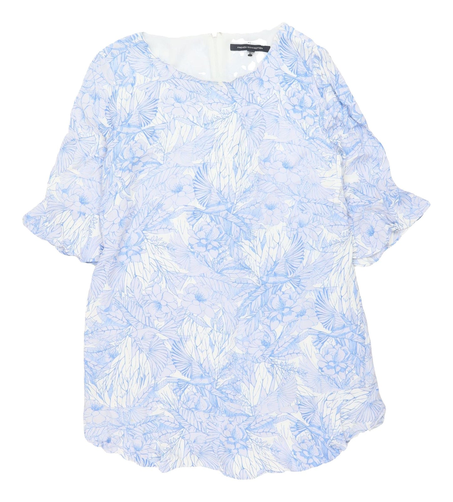 French Connection Women's Blue Floral Blouse Size 16