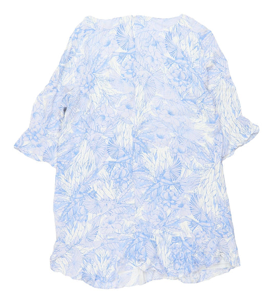 French Connection Women's Blue Floral Blouse Size 16