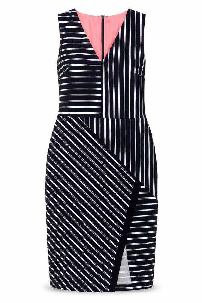 Oasis Women's Blue Striped Sheath Dress Size 12