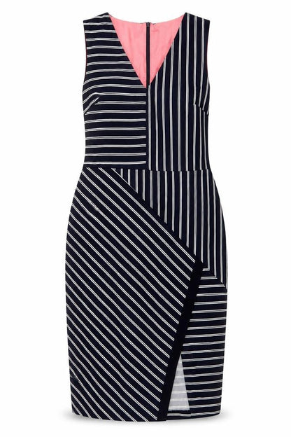Oasis Women's Blue Striped Sheath Dress Size 12