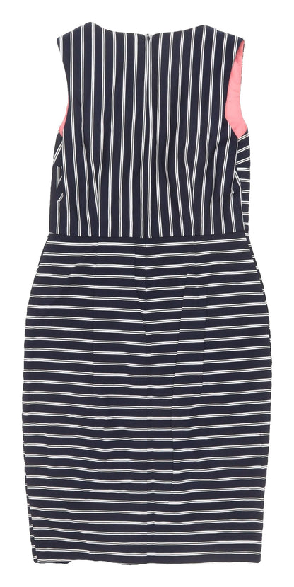 Oasis Women's Blue Striped Sheath Dress Size 12