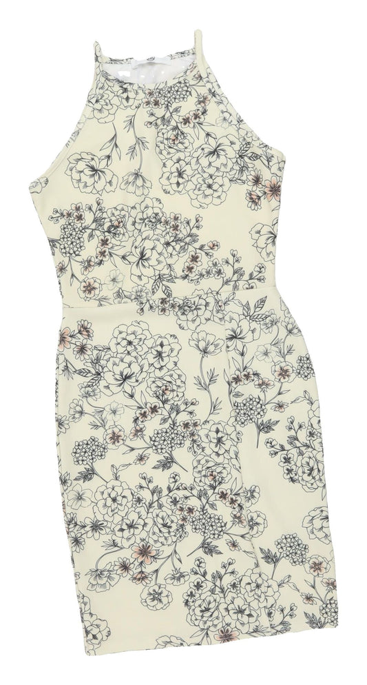 Missguided Women's Ivory Floral Bodycon Dress Size 6