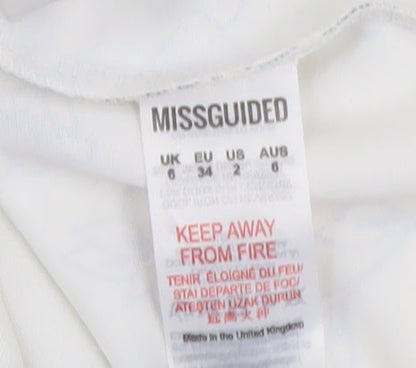 Missguided Women's Ivory Floral Bodycon Dress Size 6