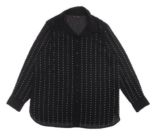 Womens UK Size 14 Marks and Spencer Black  Button-Up