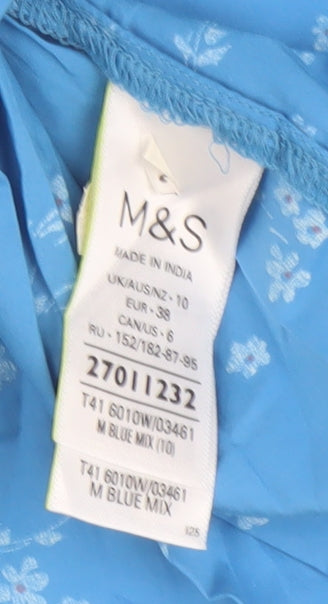 Womens UK Size 10 Marks and Spencer Blue Tunic Blouse