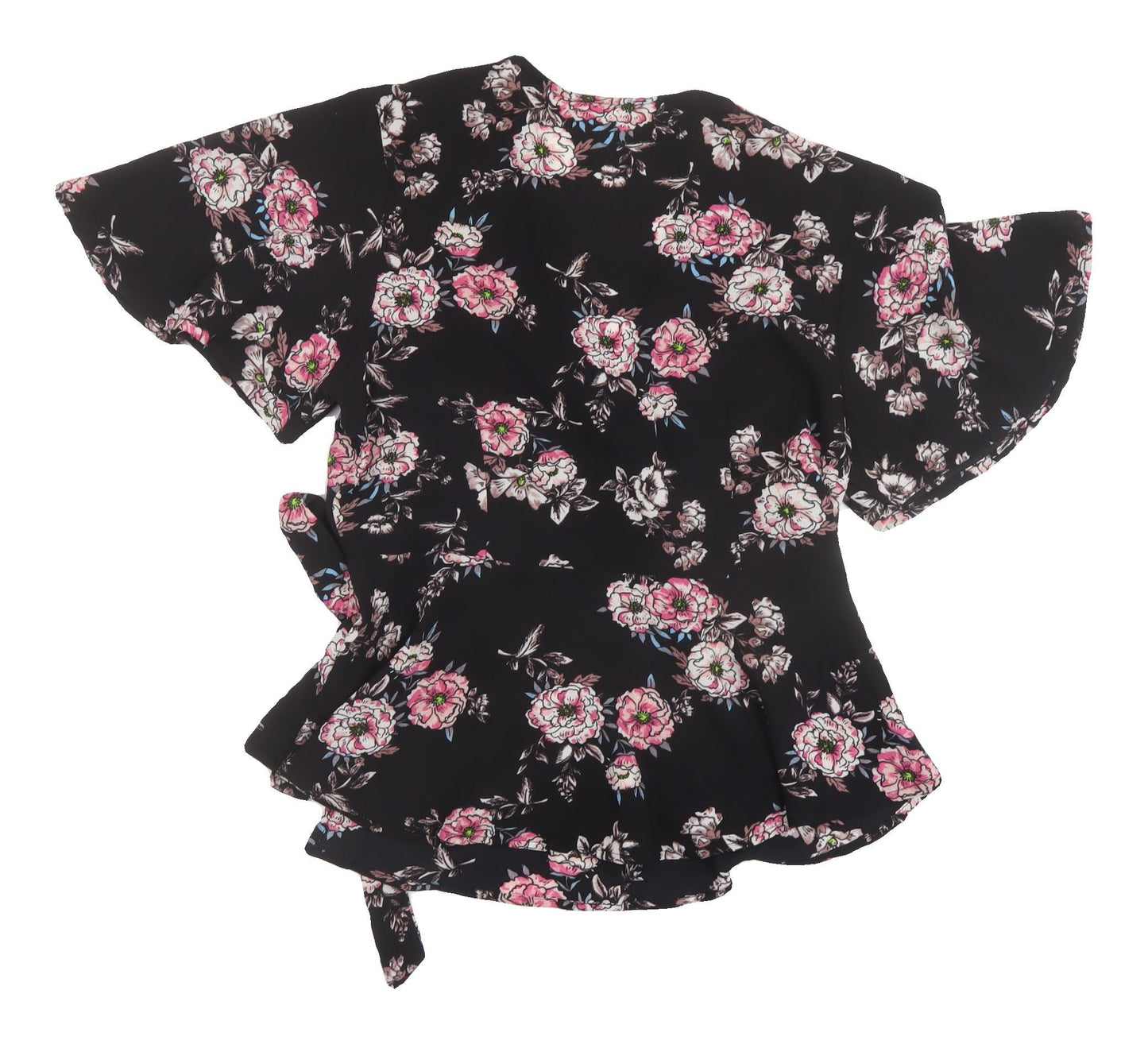 Womens UK Size L Monteau Black Wrap Blouse