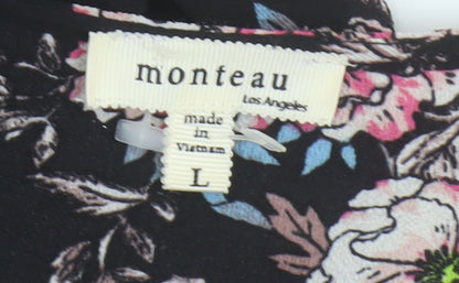 Womens UK Size L Monteau Black Wrap Blouse