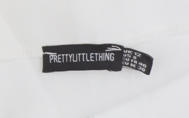 Womens UK Size 12 PRETTYLITTLETHING White Camisole Blouse