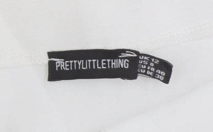 Womens UK Size 12 PRETTYLITTLETHING White Camisole Blouse