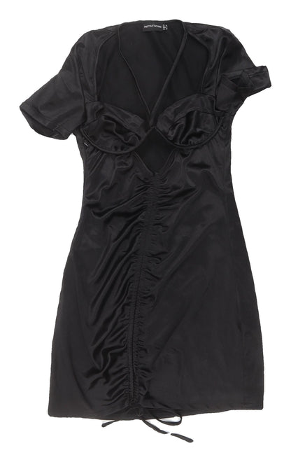PrettyLittleThing Black Short Bodycon Dress UK 12