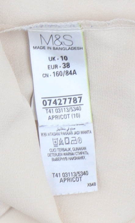 Womens UK Size 10 Marks and Spencer Beige Basic Blouse