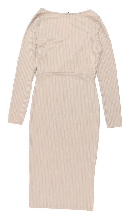 I Saw It First Beige Long Sleeve Bodycon Dress