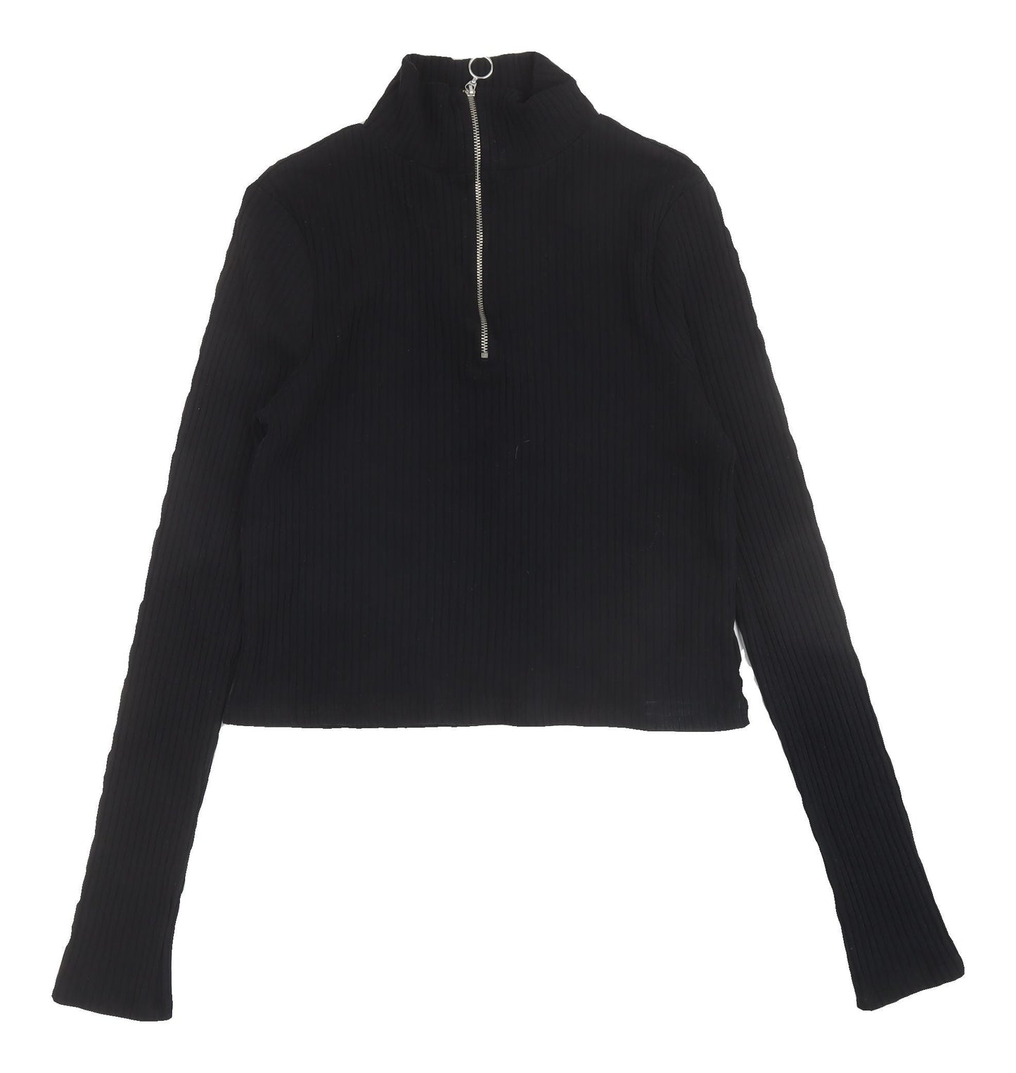 Womens UK Size 14 Topshop Black Cropped T-Shirt