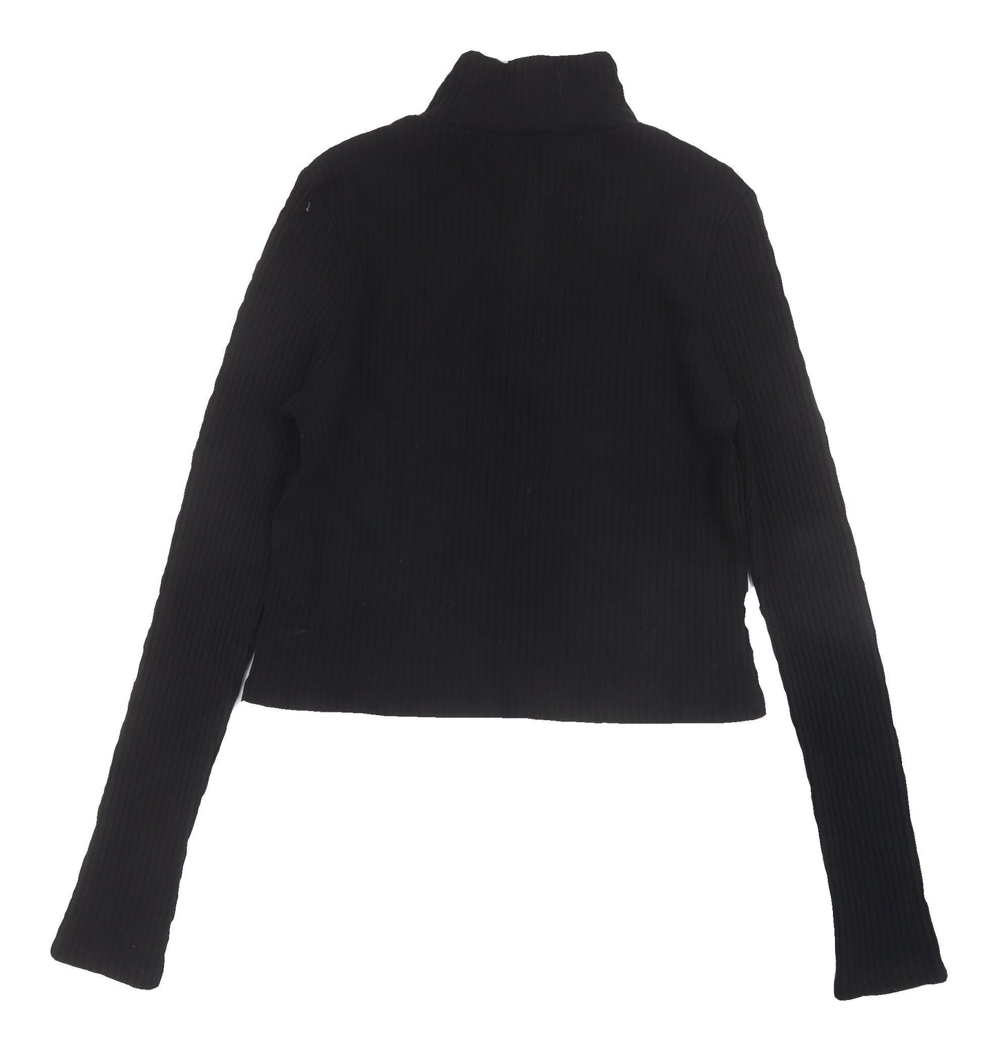 Womens UK Size 14 Topshop Black Cropped T-Shirt