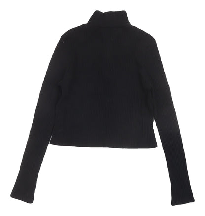 Womens UK Size 14 Topshop Black Cropped T-Shirt
