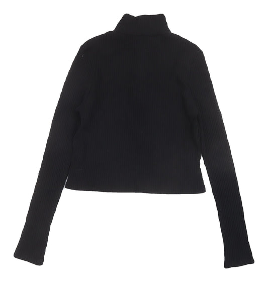 Womens UK Size 14 Topshop Black Cropped T-Shirt