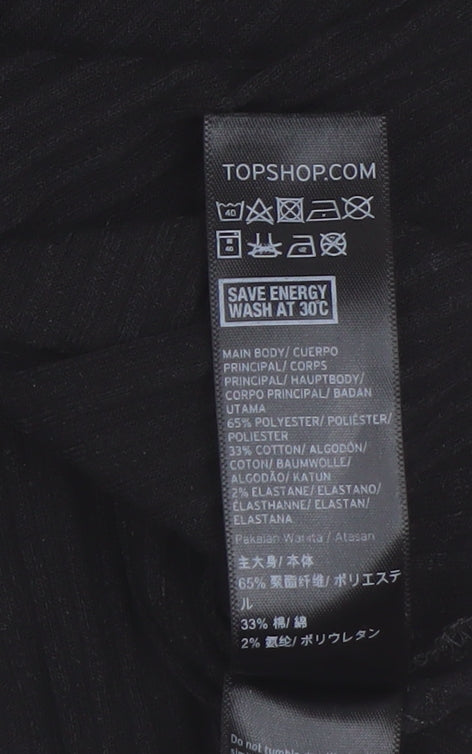 Womens UK Size 14 Topshop Black Cropped T-Shirt