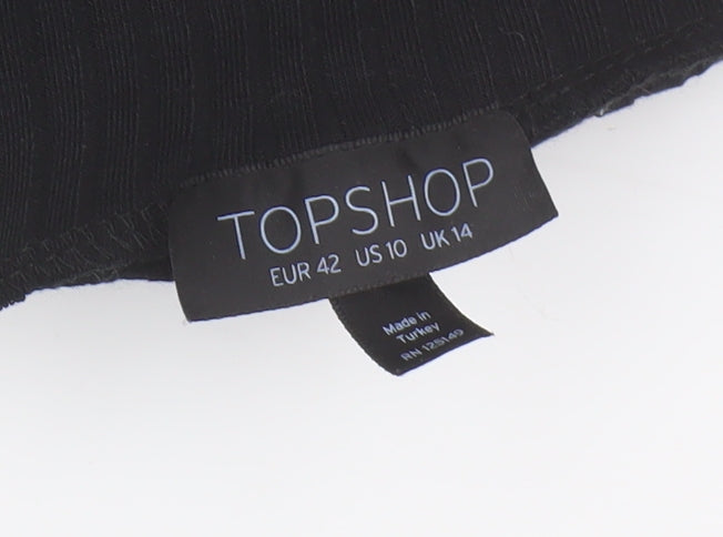 Womens UK Size 14 Topshop Black Cropped T-Shirt