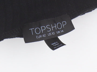 Womens UK Size 14 Topshop Black Cropped T-Shirt