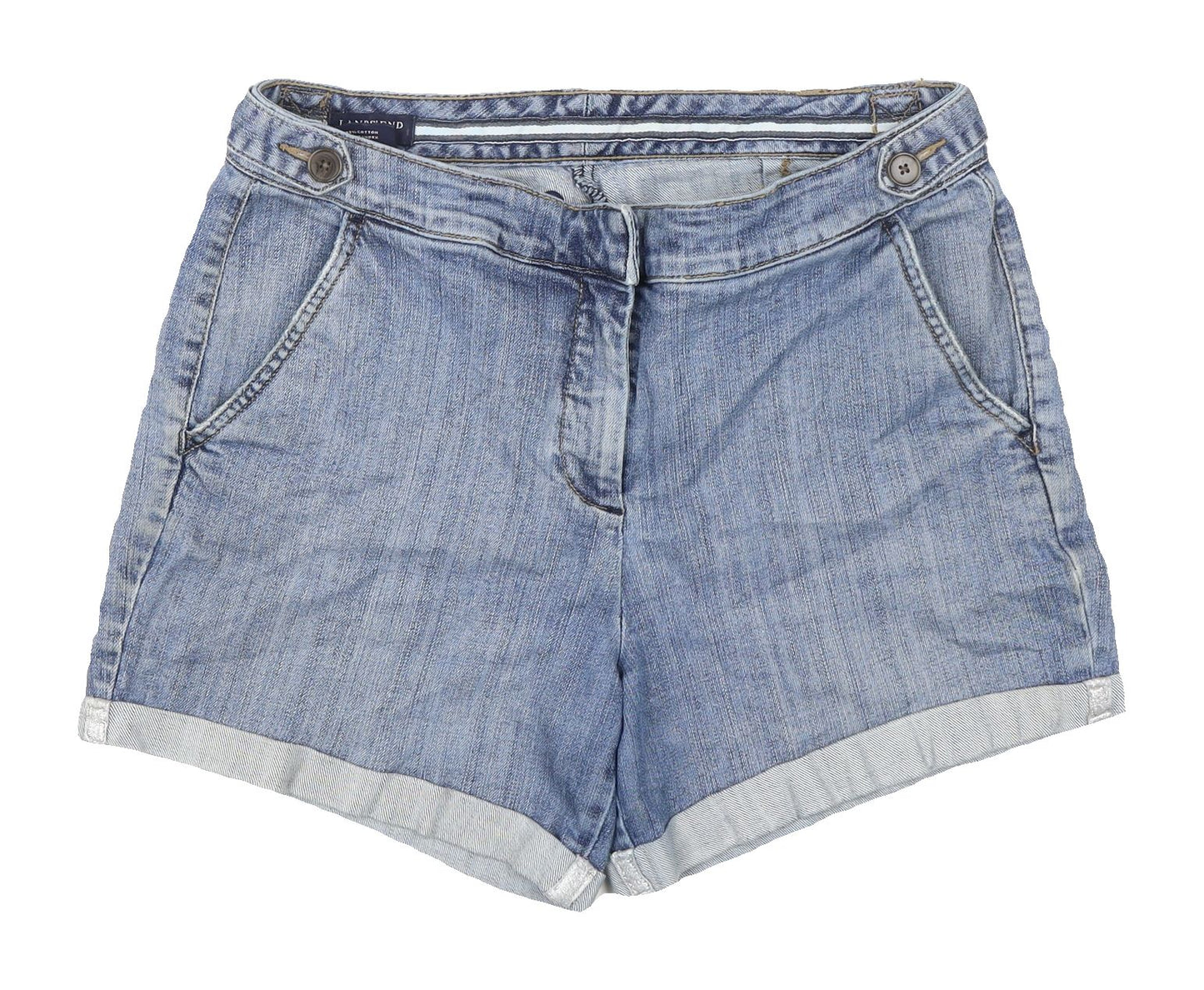 Lands' End Women's Blue Denim Chino Shorts, Size 8