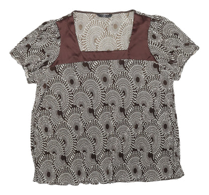 Womens UK Size XL BM Brown Tunic Blouse
