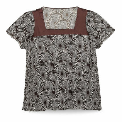 Bonmarché Women's Brown XL Tunic Blouse Short Sleeve Geometric