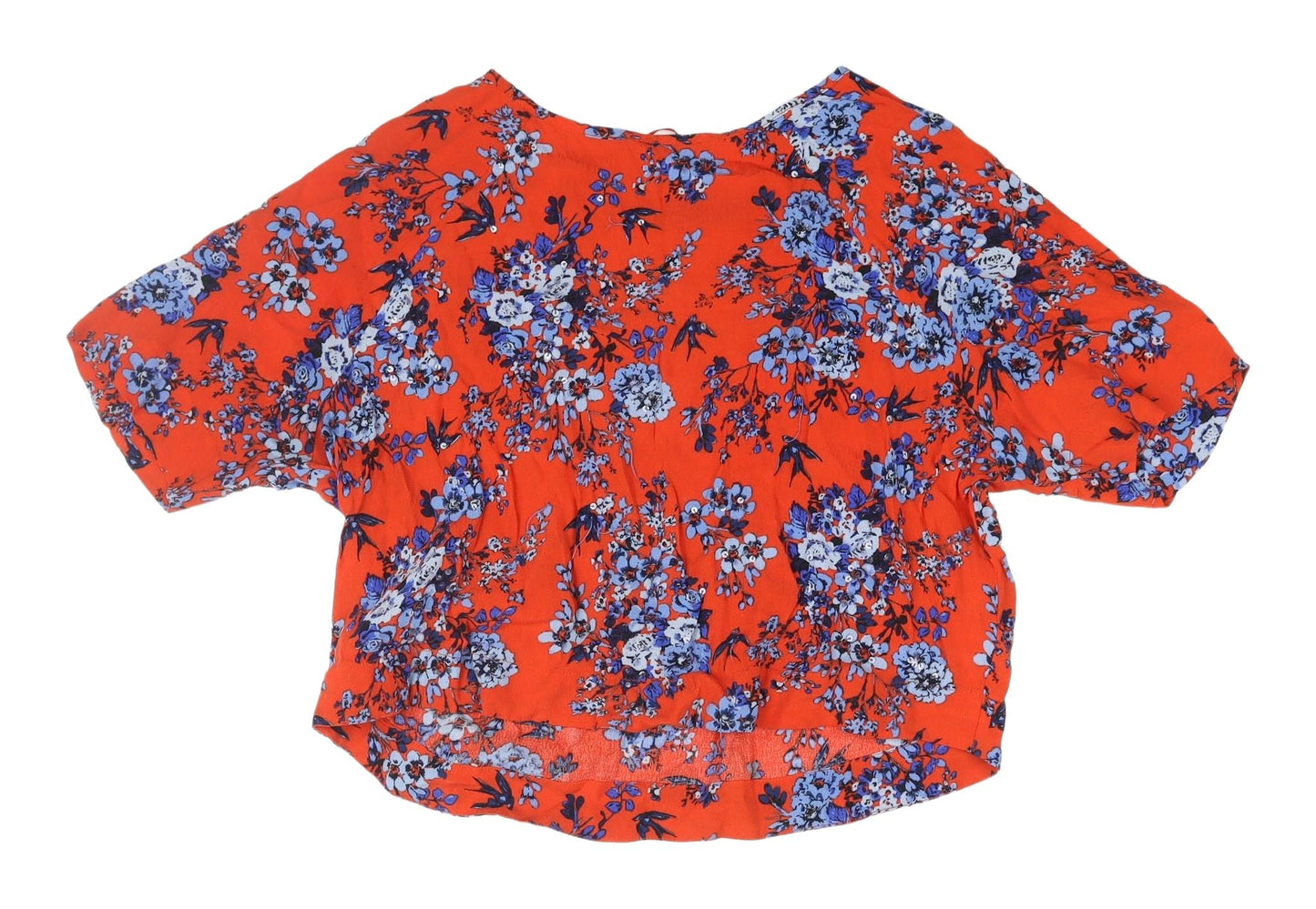Womens UK Size 8 New Look Red Cropped Blouse