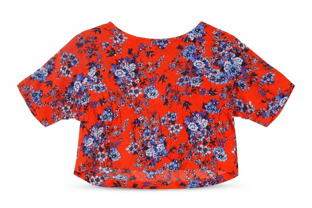 Womens UK Size 8 New Look Red Cropped Blouse
