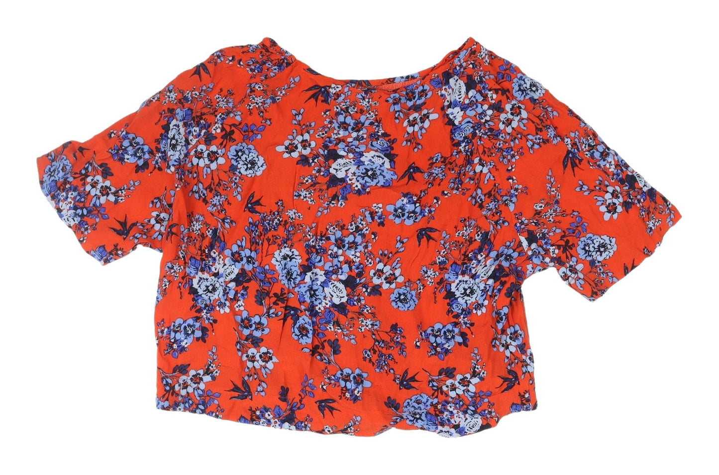 Womens UK Size 8 New Look Red Cropped Blouse