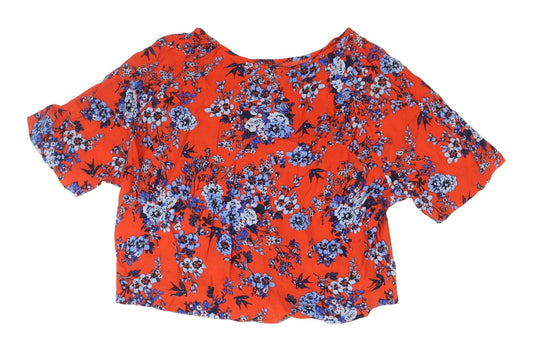 Womens UK Size 8 New Look Red Cropped Blouse