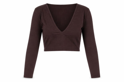 Womens UK Size 6 PRETTYLITTLETHING Brown Cropped Blouse