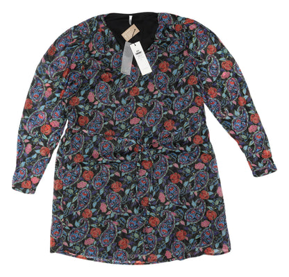JDY Women's Black Paisley Long Sleeve Shift Dress S