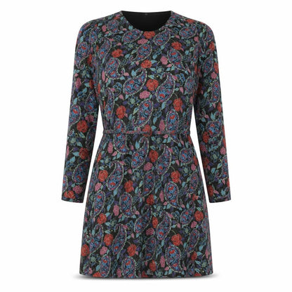 JDY Women's Black Paisley Long Sleeve Shift Dress S
