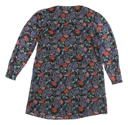 JDY Women's Black Paisley Long Sleeve Shift Dress S