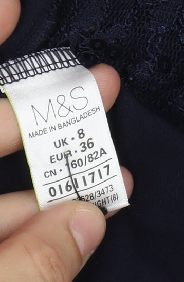 Womens UK Size 8 Marks and Spencer Blue Basic T-Shirt