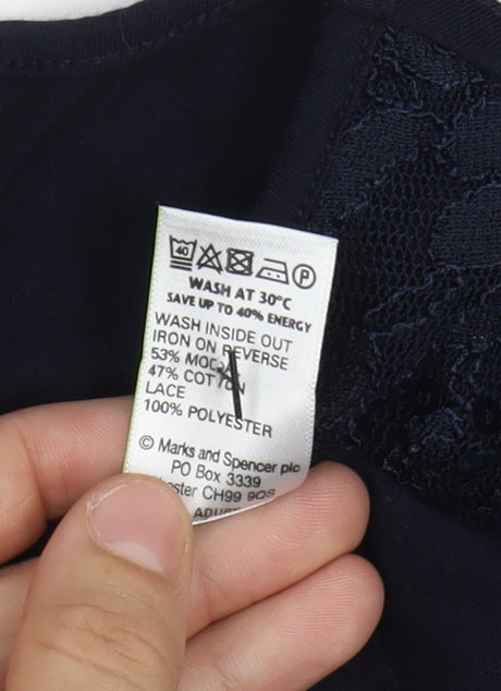 Womens UK Size 8 Marks and Spencer Blue Basic T-Shirt