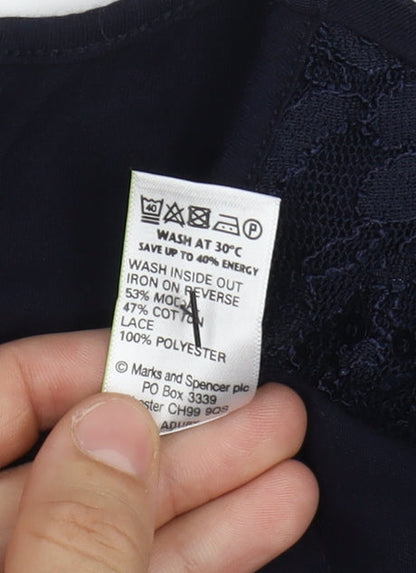 Womens UK Size 8 Marks and Spencer Blue Basic T-Shirt
