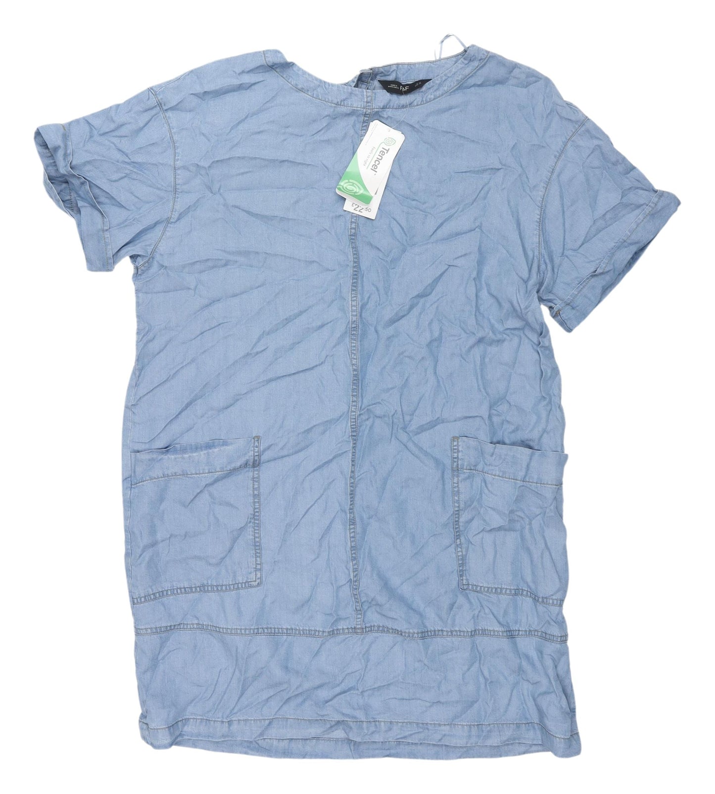 F&F Women's Blue Shift Knee Length Casual Dress, Size 14