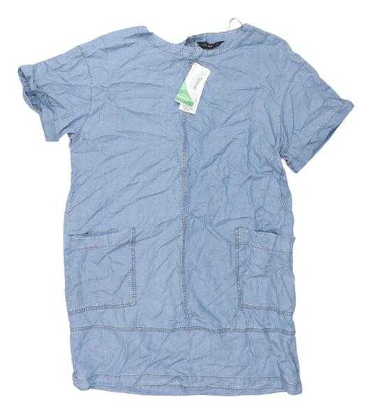 F&F Women's Blue Shift Knee Length Casual Dress, Size 14