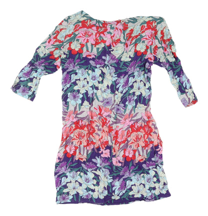 Warehouse Women's Multicoloured Floral Shift Dress Size 14